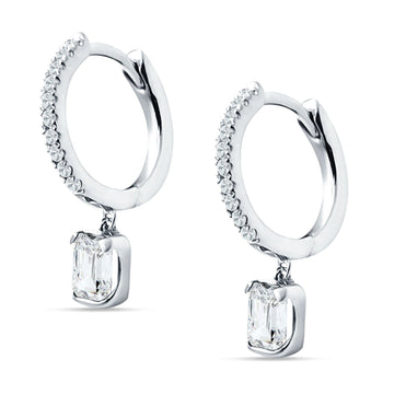 Emerald Cut Drop Dangle Hoop Earring Cubic Zirconia 925 Sterling Silver Wholesale